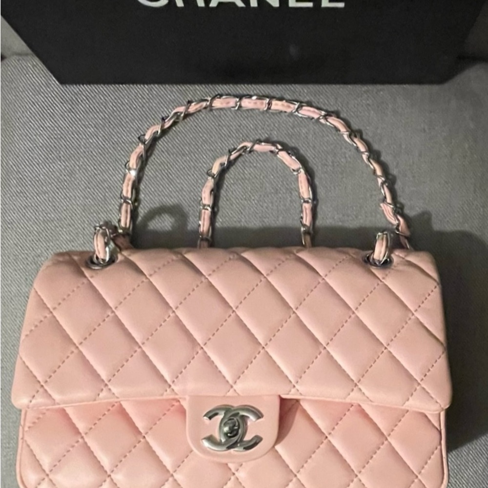 Chanel Pink Quilted Shoulder Bag with Silver Hardware